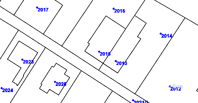 Parcela st. 2015 v KÚ Rapotín, Katastrální mapa