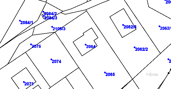 Parcela st. 2064 v KÚ Rapotín, Katastrální mapa