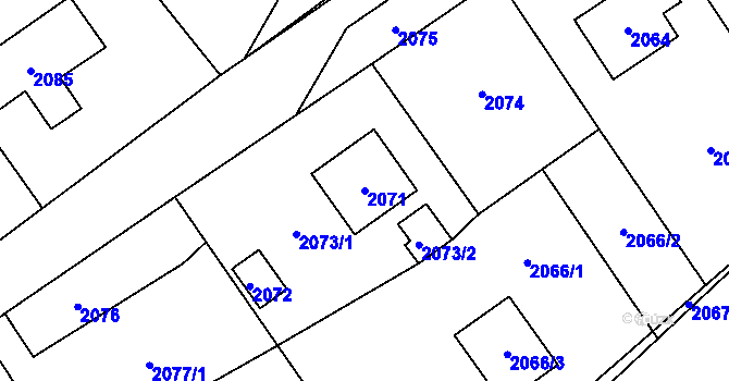 Parcela st. 2071 v KÚ Rapotín, Katastrální mapa