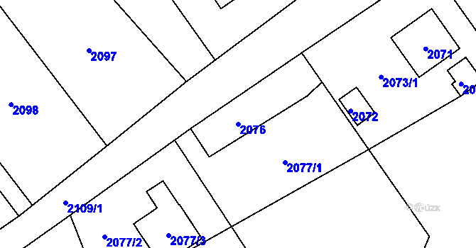 Parcela st. 2076 v KÚ Rapotín, Katastrální mapa