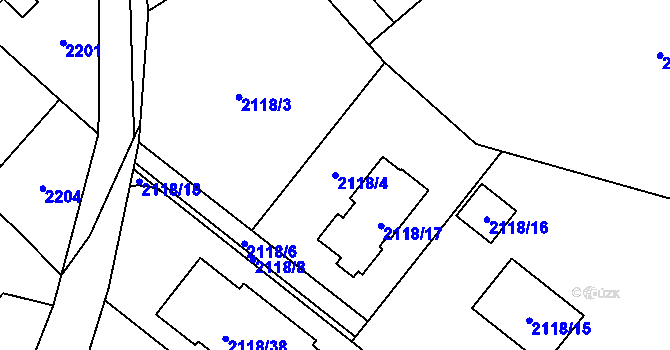 Parcela st. 2118/4 v KÚ Rapotín, Katastrální mapa