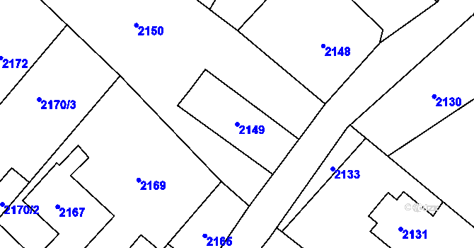 Parcela st. 2149 v KÚ Rapotín, Katastrální mapa