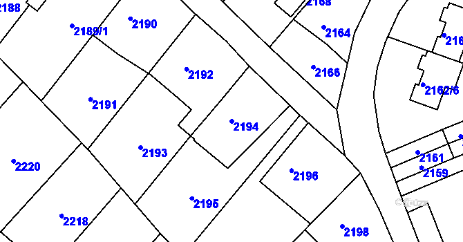 Parcela st. 2194 v KÚ Rapotín, Katastrální mapa