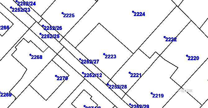 Parcela st. 2223 v KÚ Rapotín, Katastrální mapa