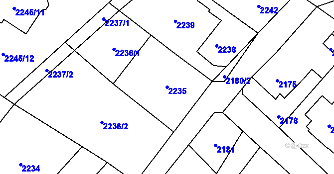 Parcela st. 2235 v KÚ Rapotín, Katastrální mapa