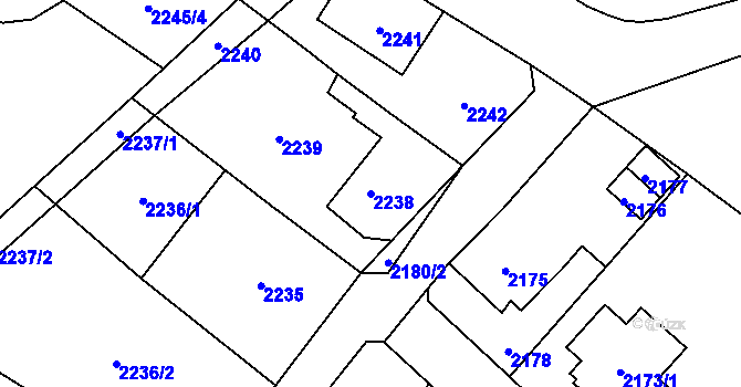 Parcela st. 2238 v KÚ Rapotín, Katastrální mapa