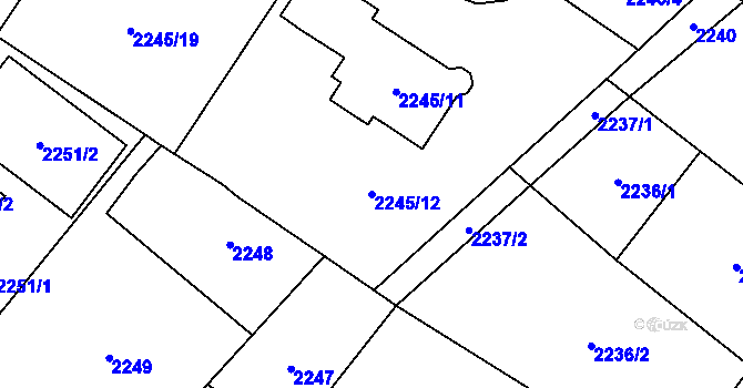Parcela st. 2245/12 v KÚ Rapotín, Katastrální mapa