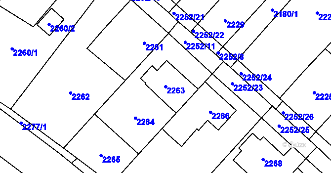 Parcela st. 2263 v KÚ Rapotín, Katastrální mapa
