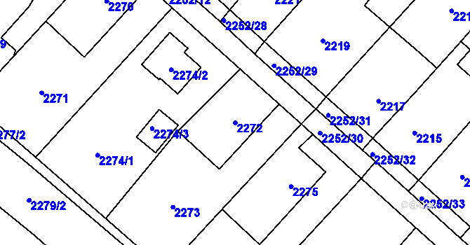 Parcela st. 2272 v KÚ Rapotín, Katastrální mapa