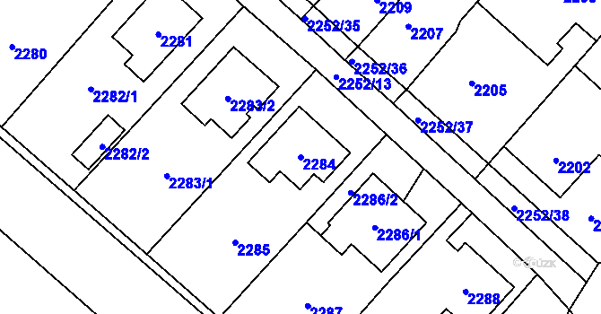Parcela st. 2284 v KÚ Rapotín, Katastrální mapa