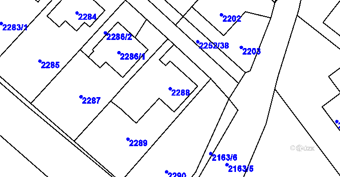 Parcela st. 2288 v KÚ Rapotín, Katastrální mapa