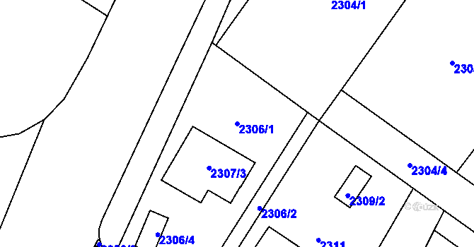 Parcela st. 2306/1 v KÚ Rapotín, Katastrální mapa