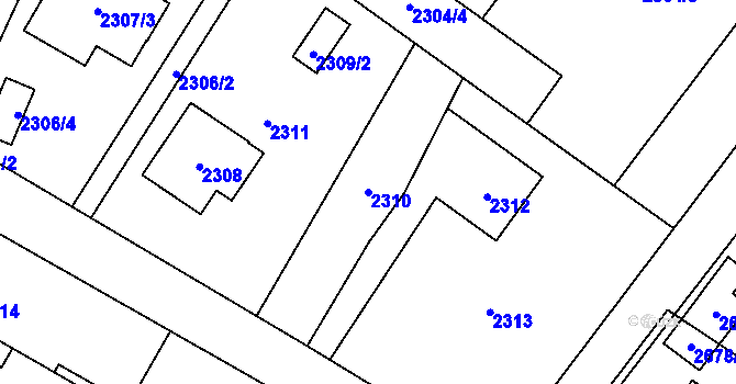 Parcela st. 2310 v KÚ Rapotín, Katastrální mapa