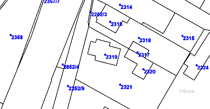Parcela st. 2319 v KÚ Rapotín, Katastrální mapa