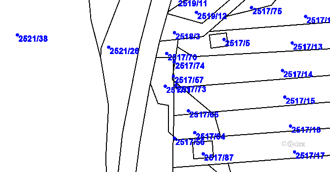 Parcela st. 2517/1 v KÚ Rapotín, Katastrální mapa