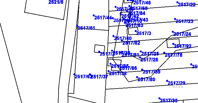 Parcela st. 2517/2 v KÚ Rapotín, Katastrální mapa