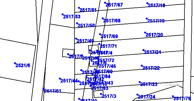 Parcela st. 2517/4 v KÚ Rapotín, Katastrální mapa