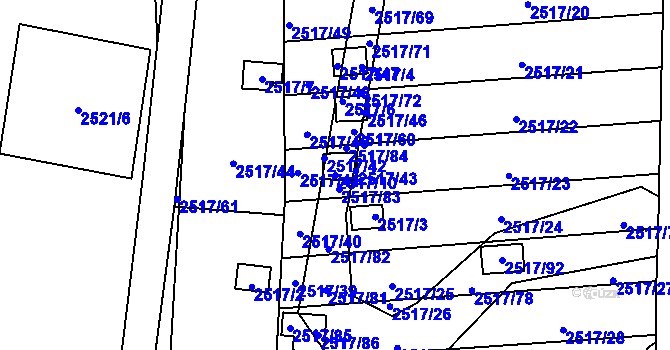 Parcela st. 2517/10 v KÚ Rapotín, Katastrální mapa
