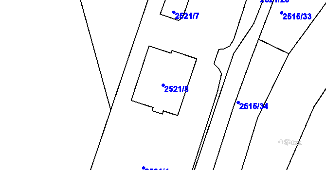 Parcela st. 2521/8 v KÚ Rapotín, Katastrální mapa