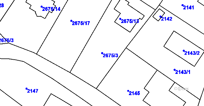 Parcela st. 2675/3 v KÚ Rapotín, Katastrální mapa