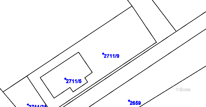 Parcela st. 2711/9 v KÚ Rapotín, Katastrální mapa