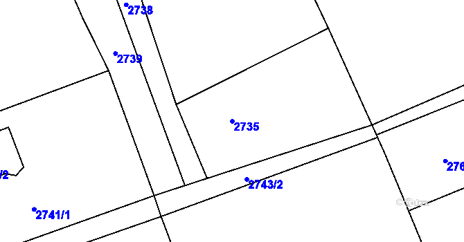 Parcela st. 2735 v KÚ Rapotín, Katastrální mapa