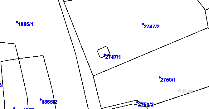 Parcela st. 2747/1 v KÚ Rapotín, Katastrální mapa