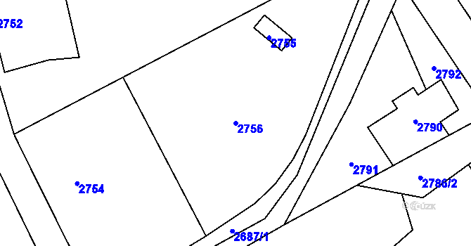 Parcela st. 2756 v KÚ Rapotín, Katastrální mapa