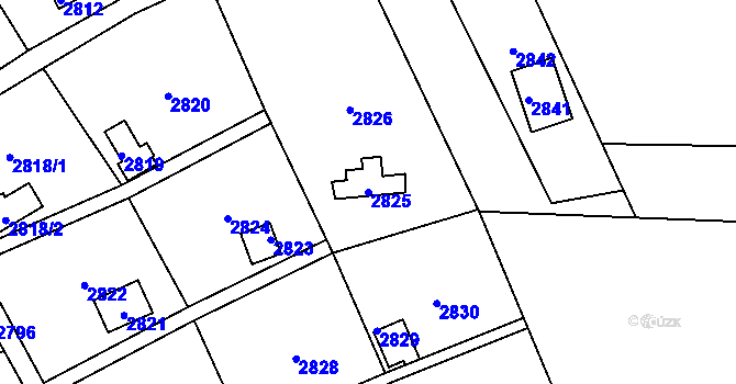 Parcela st. 2825 v KÚ Rapotín, Katastrální mapa
