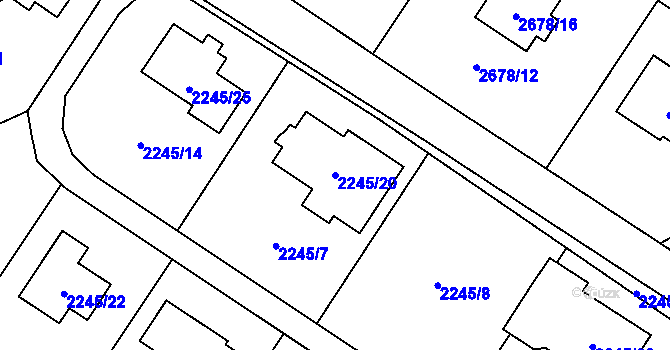 Parcela st. 2245/20 v KÚ Rapotín, Katastrální mapa