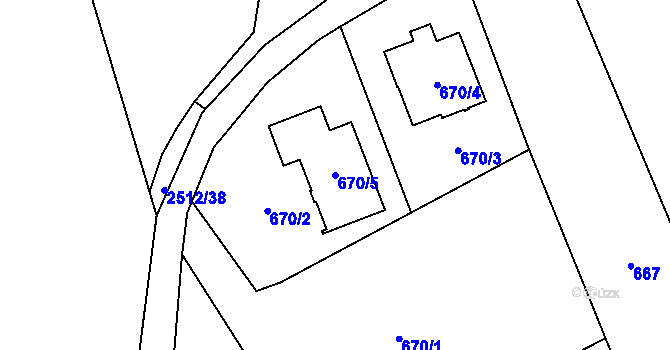 Parcela st. 670/5 v KÚ Rapotín, Katastrální mapa