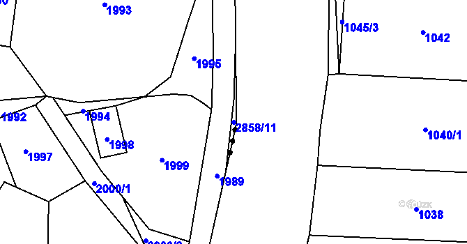 Parcela st. 2858/11 v KÚ Rapotín, Katastrální mapa