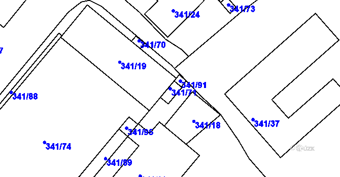 Parcela st. 341/71 v KÚ Rapotín, Katastrální mapa