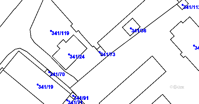 Parcela st. 341/73 v KÚ Rapotín, Katastrální mapa
