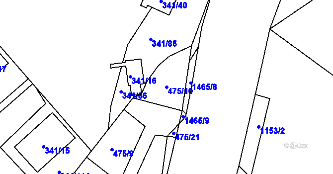 Parcela st. 475/10 v KÚ Rapotín, Katastrální mapa
