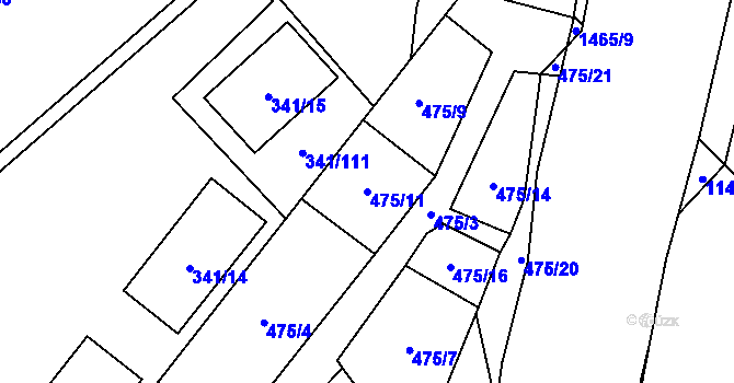 Parcela st. 475/11 v KÚ Rapotín, Katastrální mapa