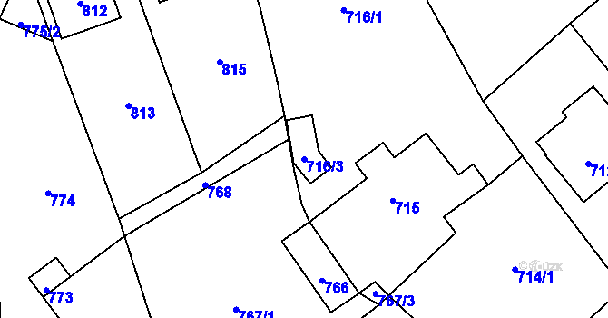 Parcela st. 716/3 v KÚ Rapotín, Katastrální mapa