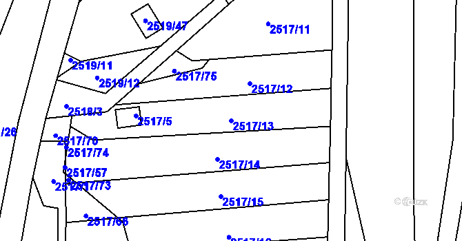 Parcela st. 2517/13 v KÚ Rapotín, Katastrální mapa