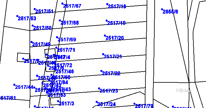 Parcela st. 2517/21 v KÚ Rapotín, Katastrální mapa