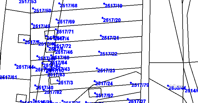 Parcela st. 2517/22 v KÚ Rapotín, Katastrální mapa
