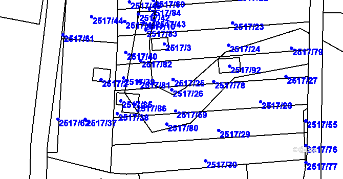 Parcela st. 2517/26 v KÚ Rapotín, Katastrální mapa