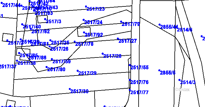 Parcela st. 2517/28 v KÚ Rapotín, Katastrální mapa
