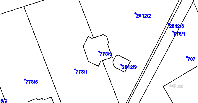 Parcela st. 778/9 v KÚ Rapotín, Katastrální mapa