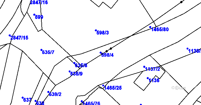 Parcela st. 598/4 v KÚ Rapotín, Katastrální mapa