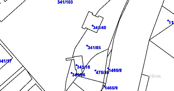 Parcela st. 341/85 v KÚ Rapotín, Katastrální mapa