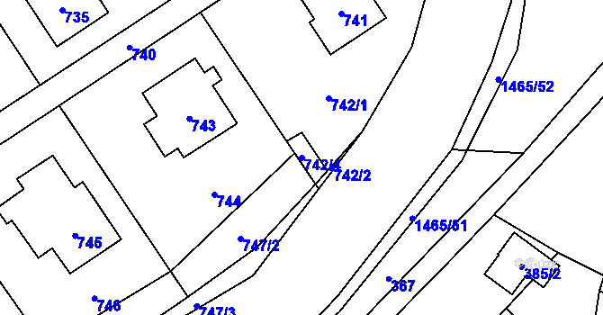 Parcela st. 742/4 v KÚ Rapotín, Katastrální mapa