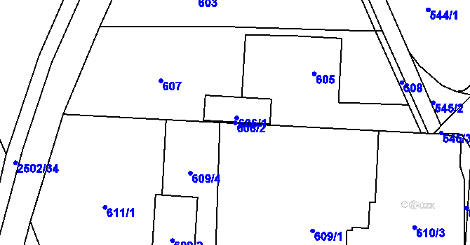 Parcela st. 606/2 v KÚ Rapotín, Katastrální mapa