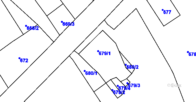 Parcela st. 679/1 v KÚ Rapotín, Katastrální mapa