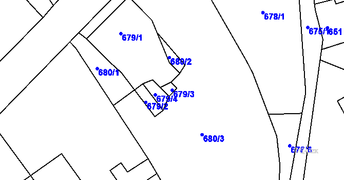 Parcela st. 679/3 v KÚ Rapotín, Katastrální mapa