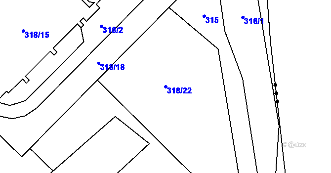 Parcela st. 318/22 v KÚ Rapotín, Katastrální mapa